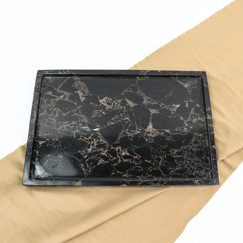 Future stone 100% Natural Marble Serving Tray Luxury Calaccata Viola Marble Storage Tray for Home Decor Stone Tray for Bathroom/Kitchen/Vanity/Dresser,Plate Holder for Tissues, Candles, Towel - Image 5